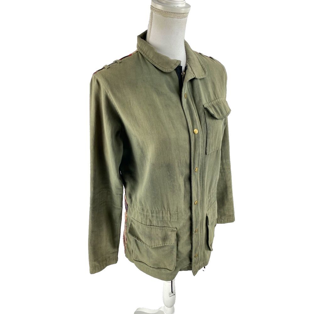 John Eshaya Womens Olive Field Southwest Aztec Art Cargo Jacket M/L - Picture 5 of 13